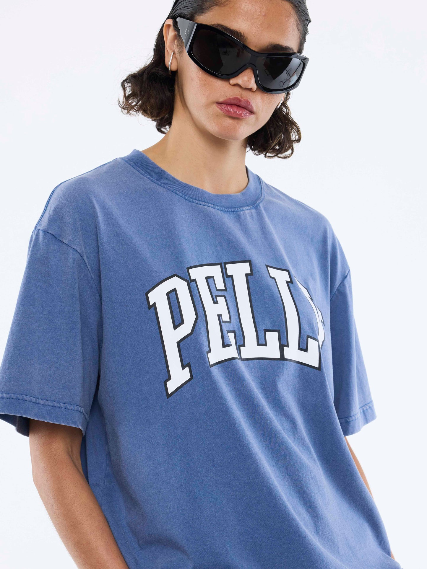 Jessie Oversized Tee Varsity | Washed Indigo