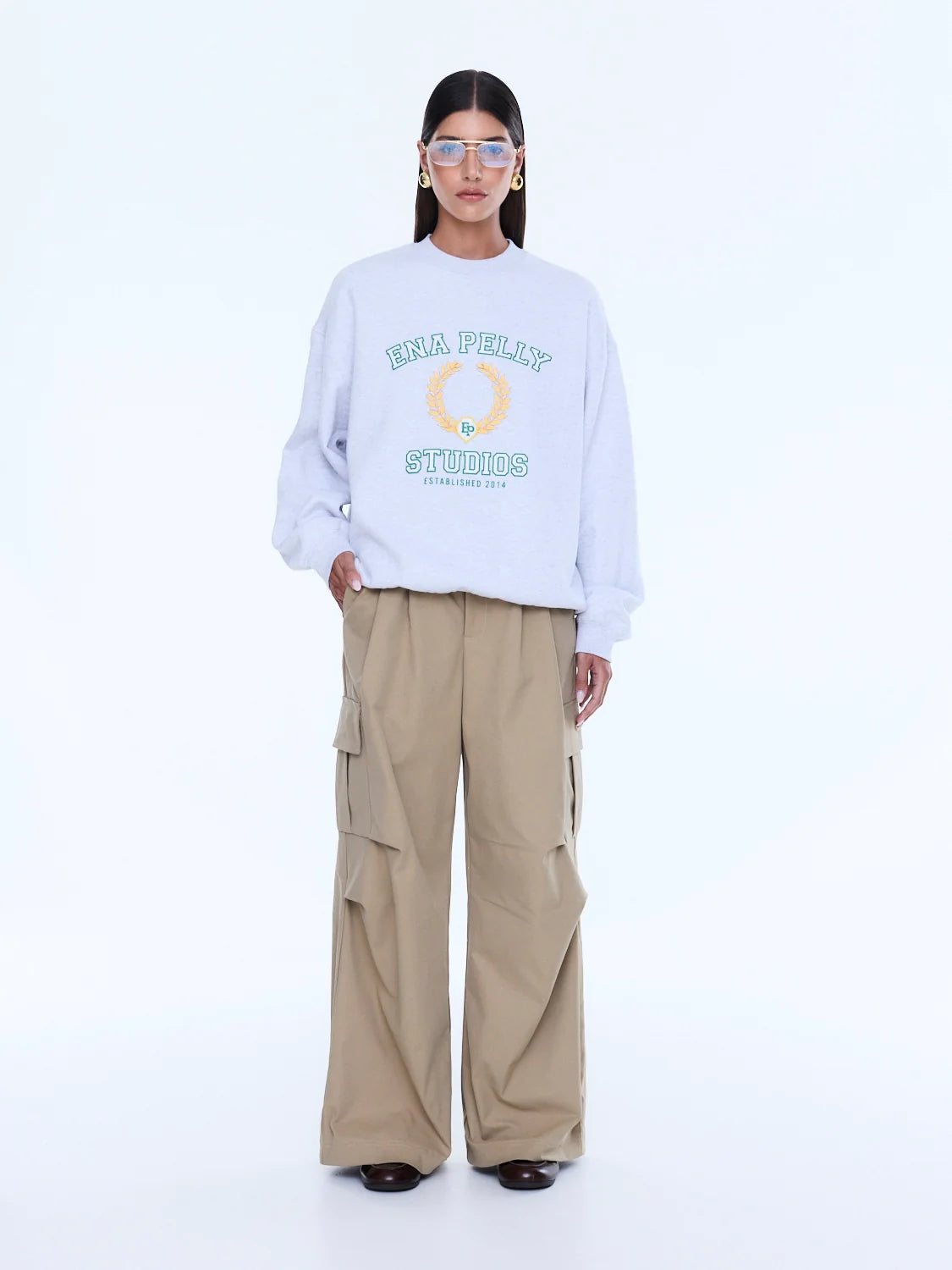 Mila Oversized Sweater | White Marle/ ENA Pelly Studios