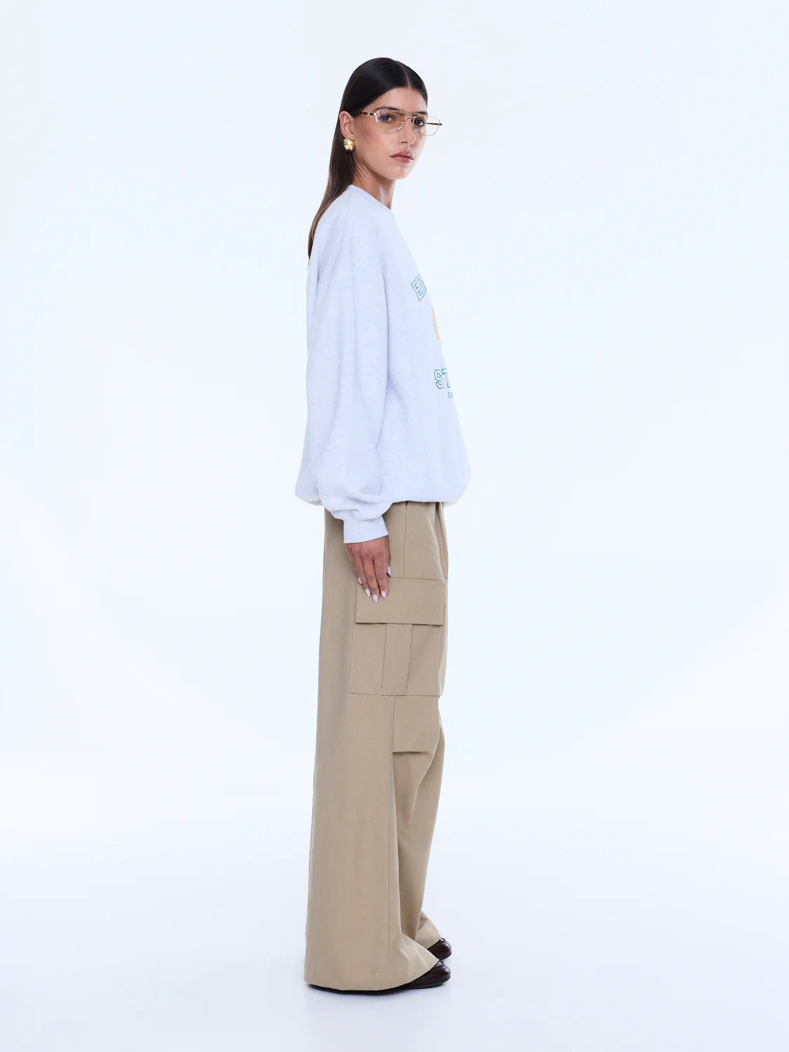 Mila Oversized Sweater | White Marle/ ENA Pelly Studios