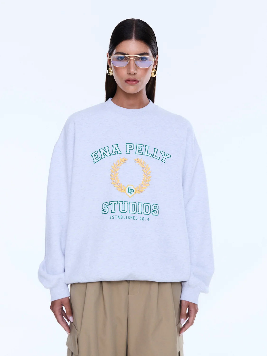 Mila Oversized Sweater | White Marle/ ENA Pelly Studios