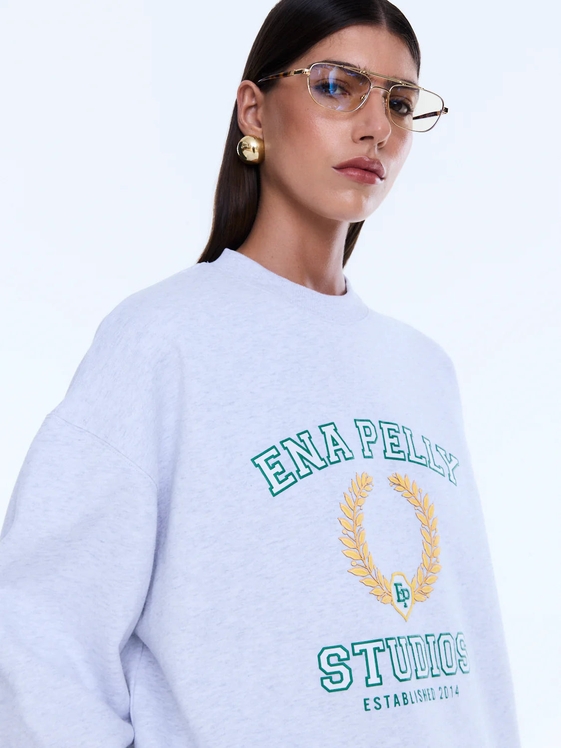 Mila Oversized Sweater | White Marle/ ENA Pelly Studios