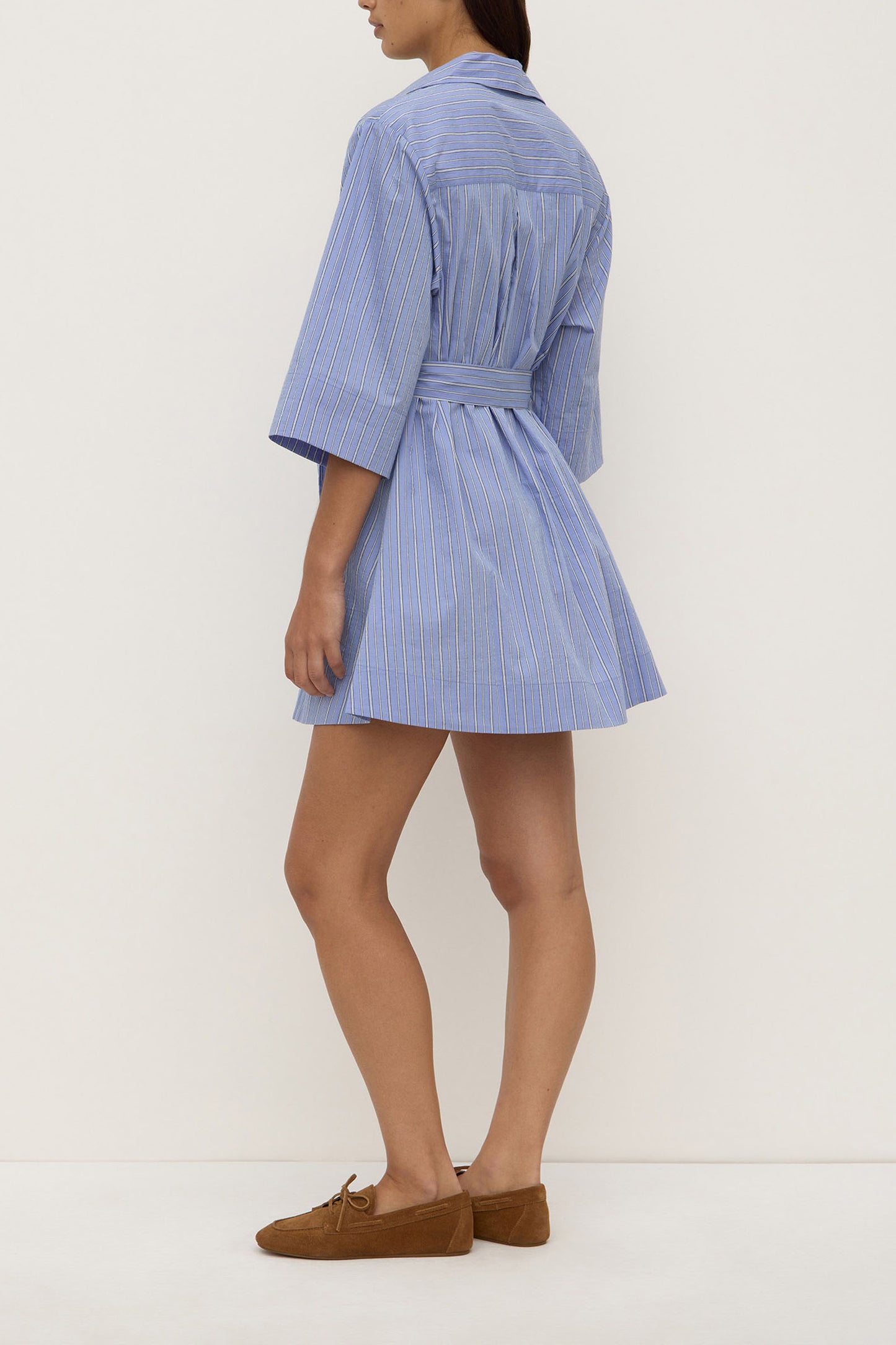 Erina Stripe Mini Shirt Dress | Blue/ White Stripe