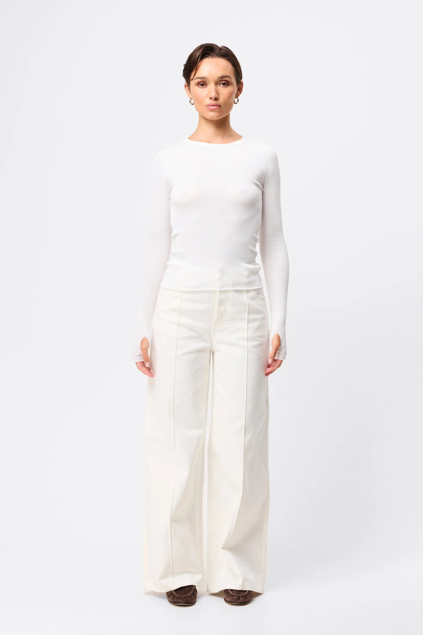 Fine Line Knit | White