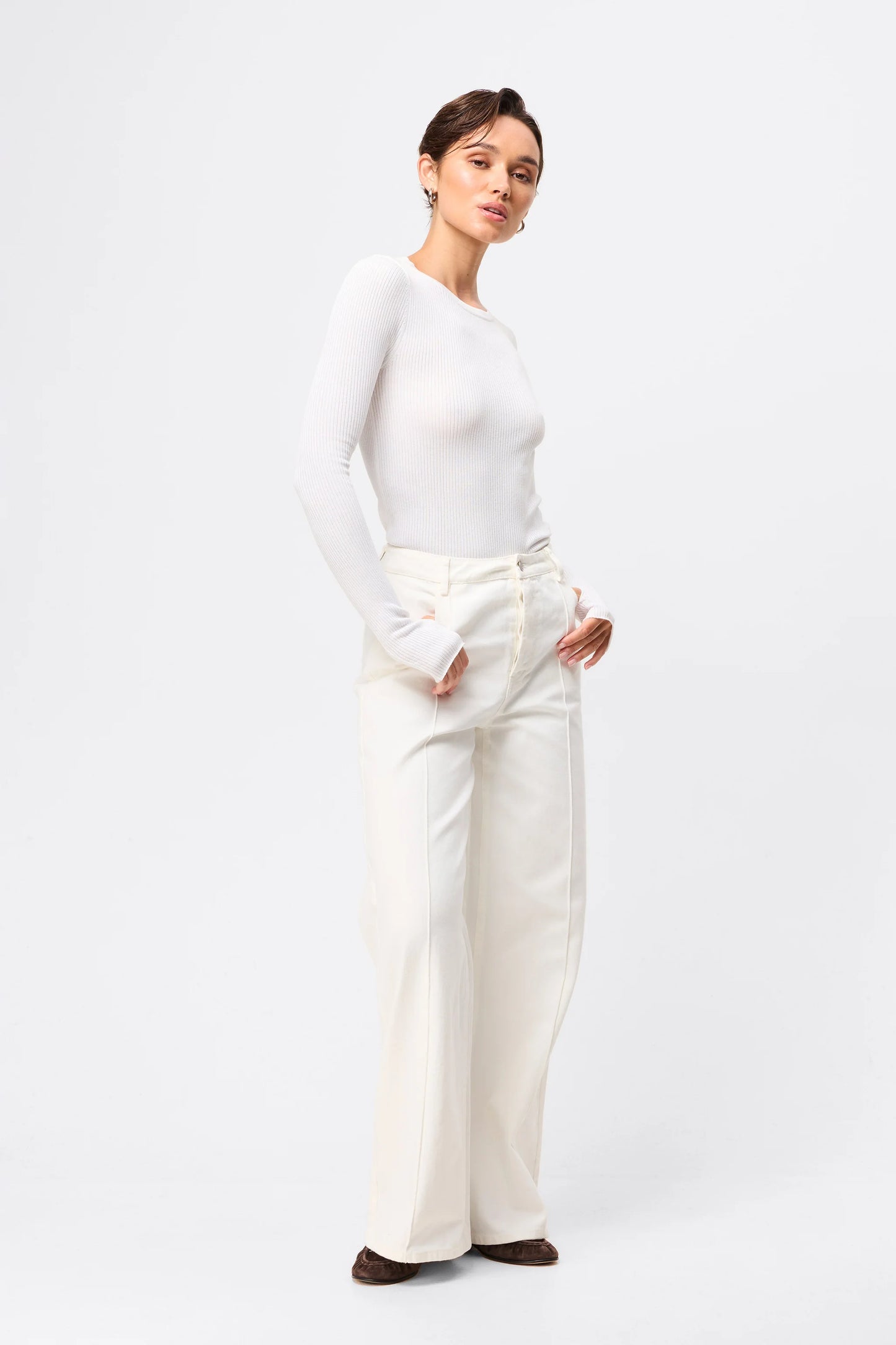 Fine Line Knit | White