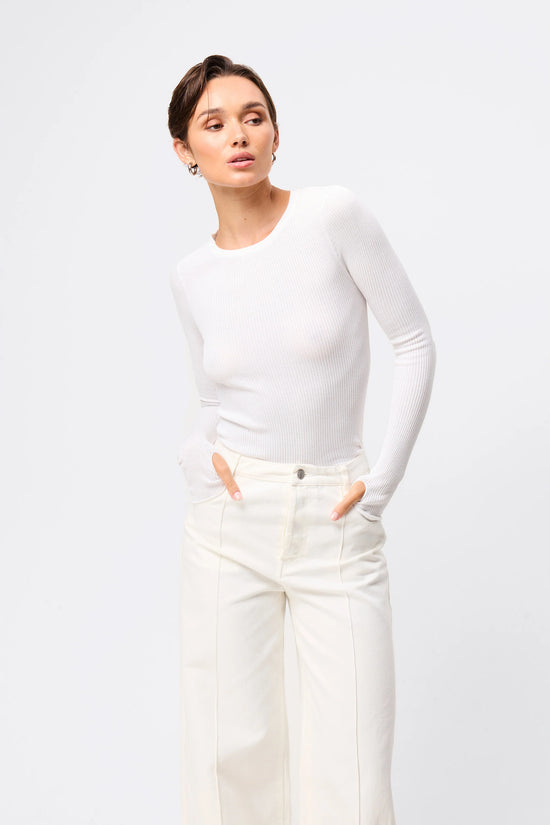 Fine Line Knit | White