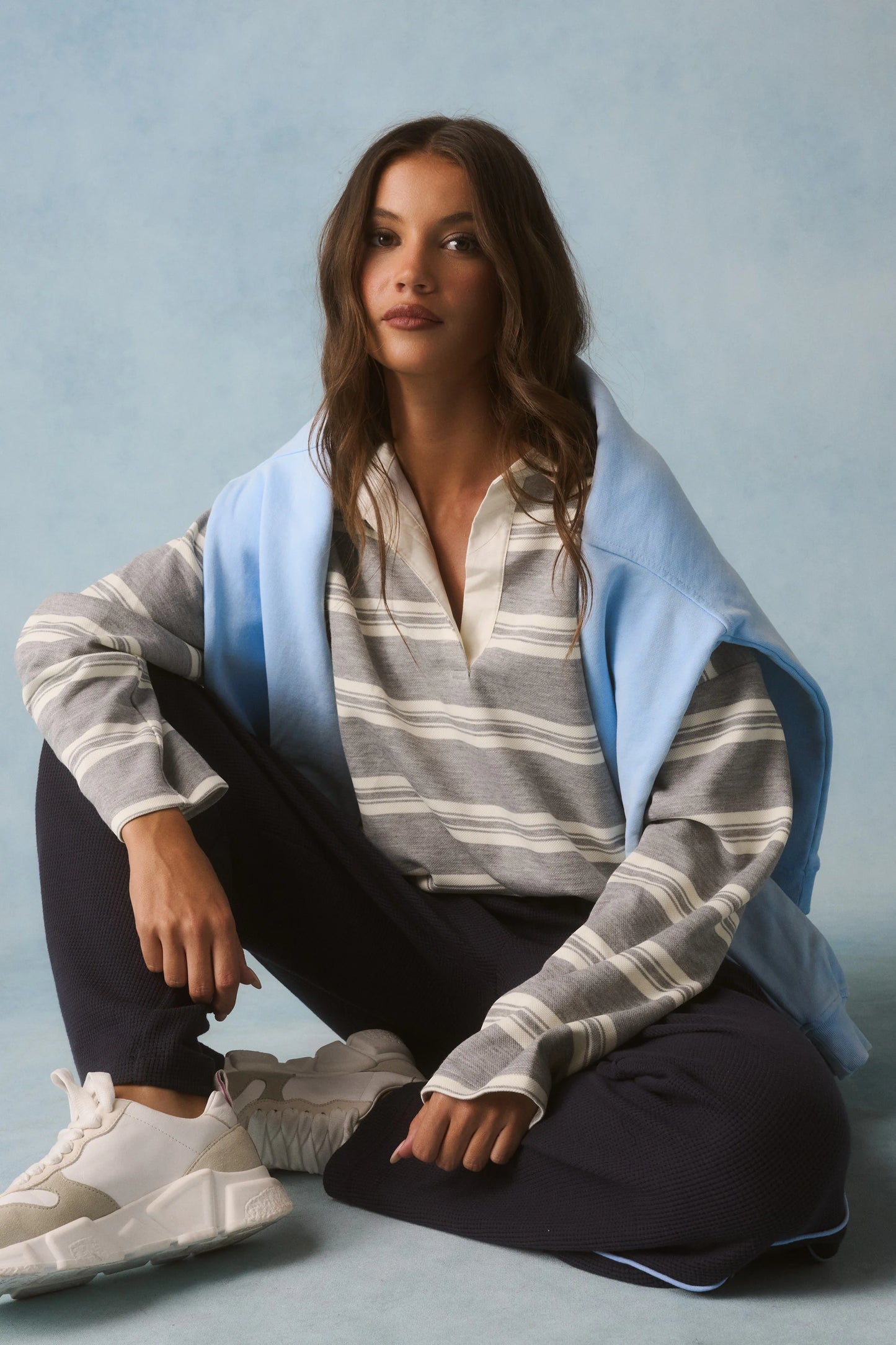 Freddie Rugby Top | Grey Marle Stripe