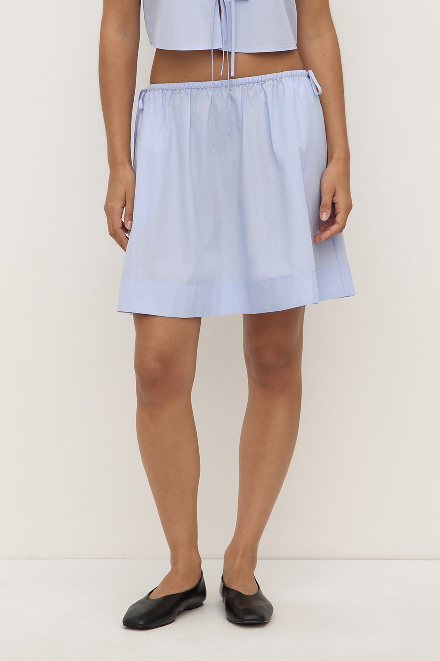 Havana Stripe Poplin Skirt | Blue/ White Stripe