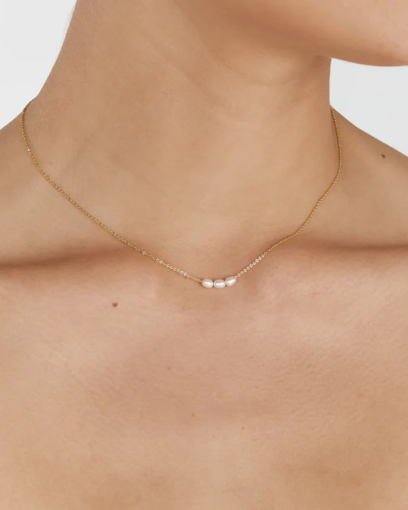 Mini Pearl Necklace| Gold