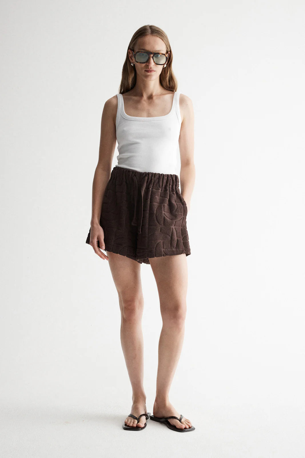 Monogram Towelling Short | Chocolate