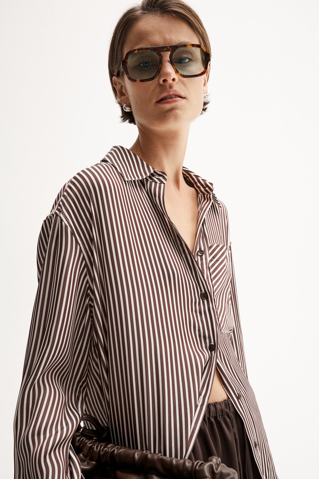 Jamie Stripe Shirt | Brown Stripe