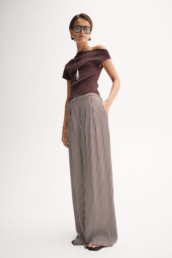 Jamie Stripe Pant | Brown Stripe