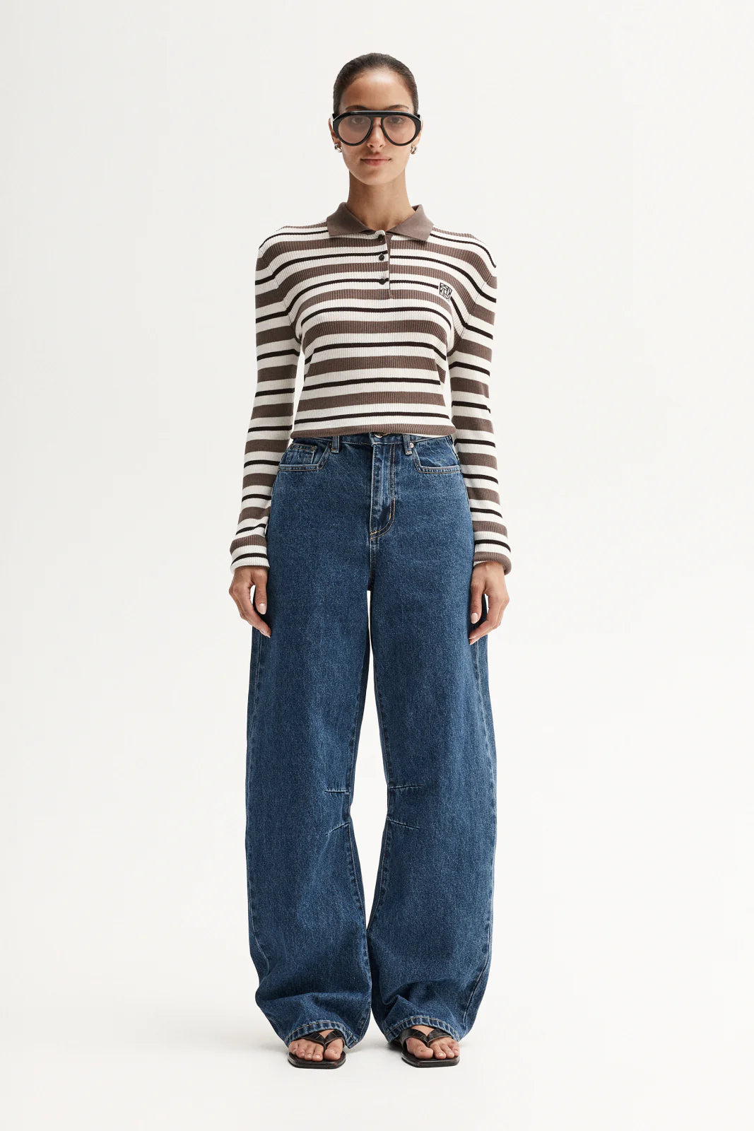 Ana Knit Polo | Chocolate Multi Stripe