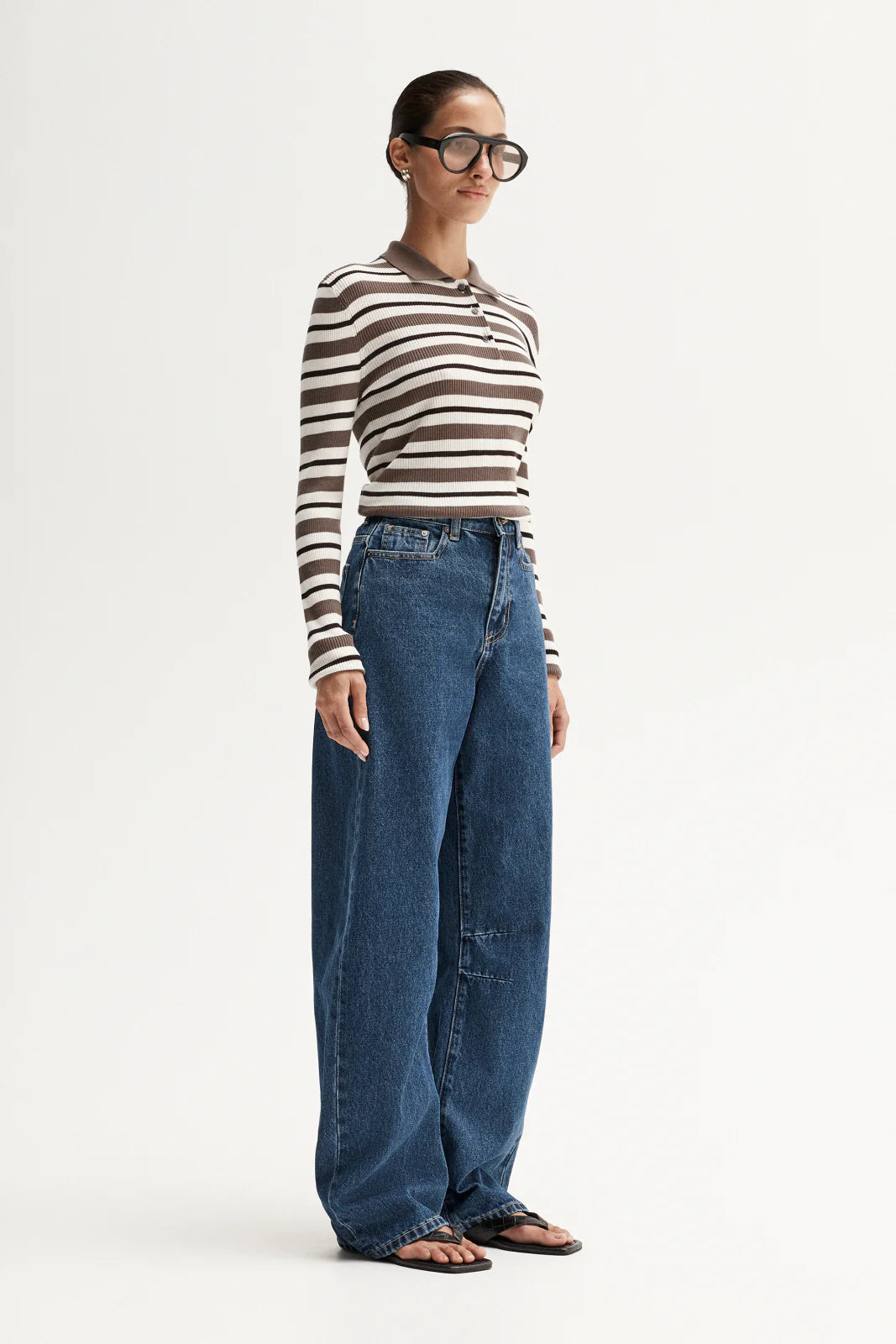 Ana Knit Polo | Chocolate Multi Stripe