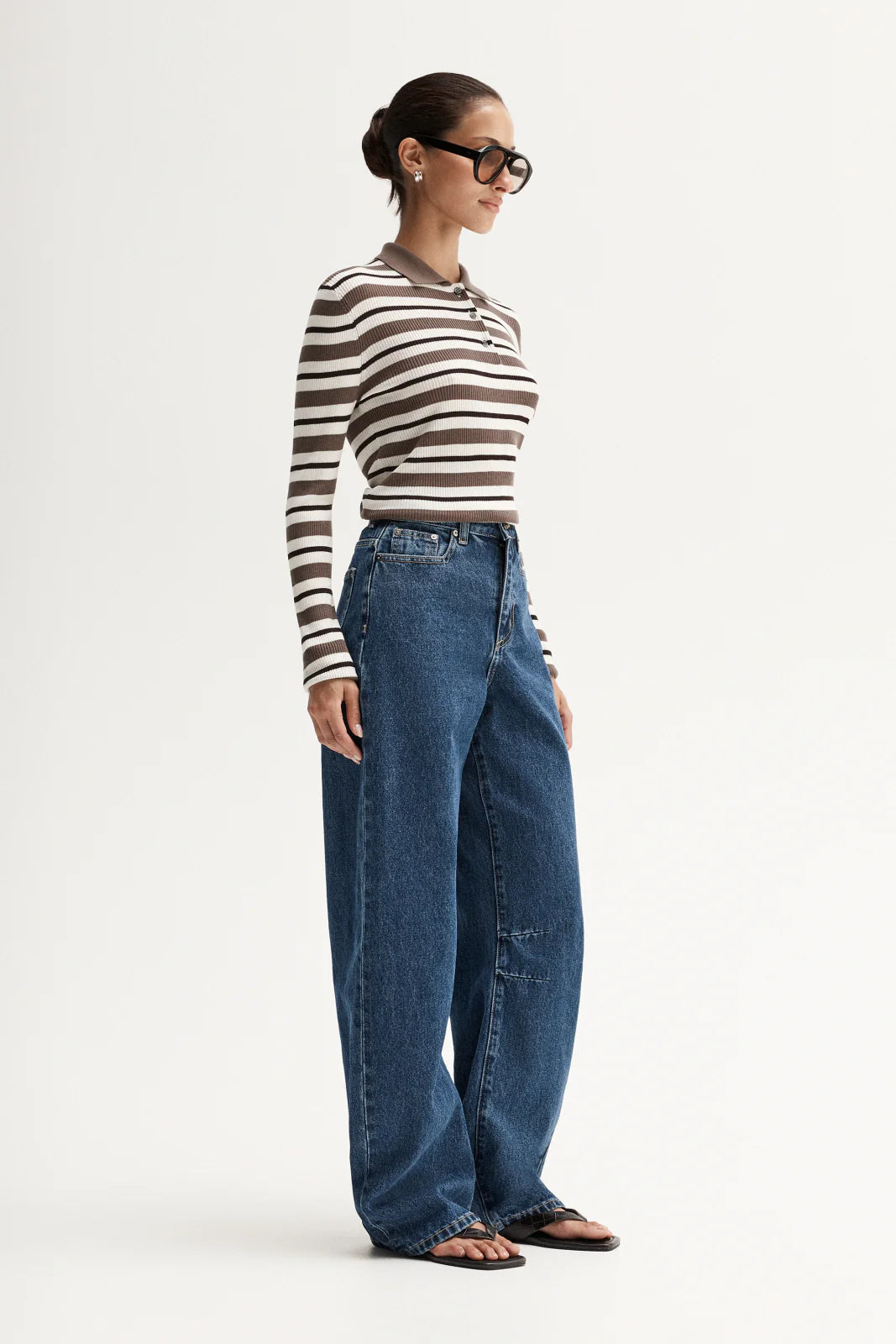 Ana Knit Polo | Chocolate Multi Stripe