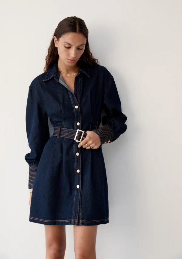 Sia Denim Mini Dress | Deep Indigo