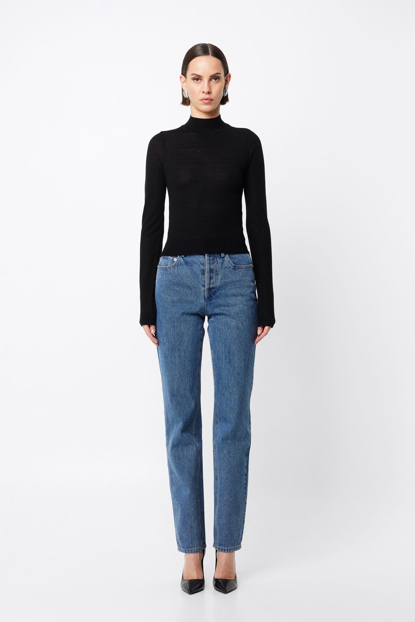 Maine Turtleneck Merino Top | Black