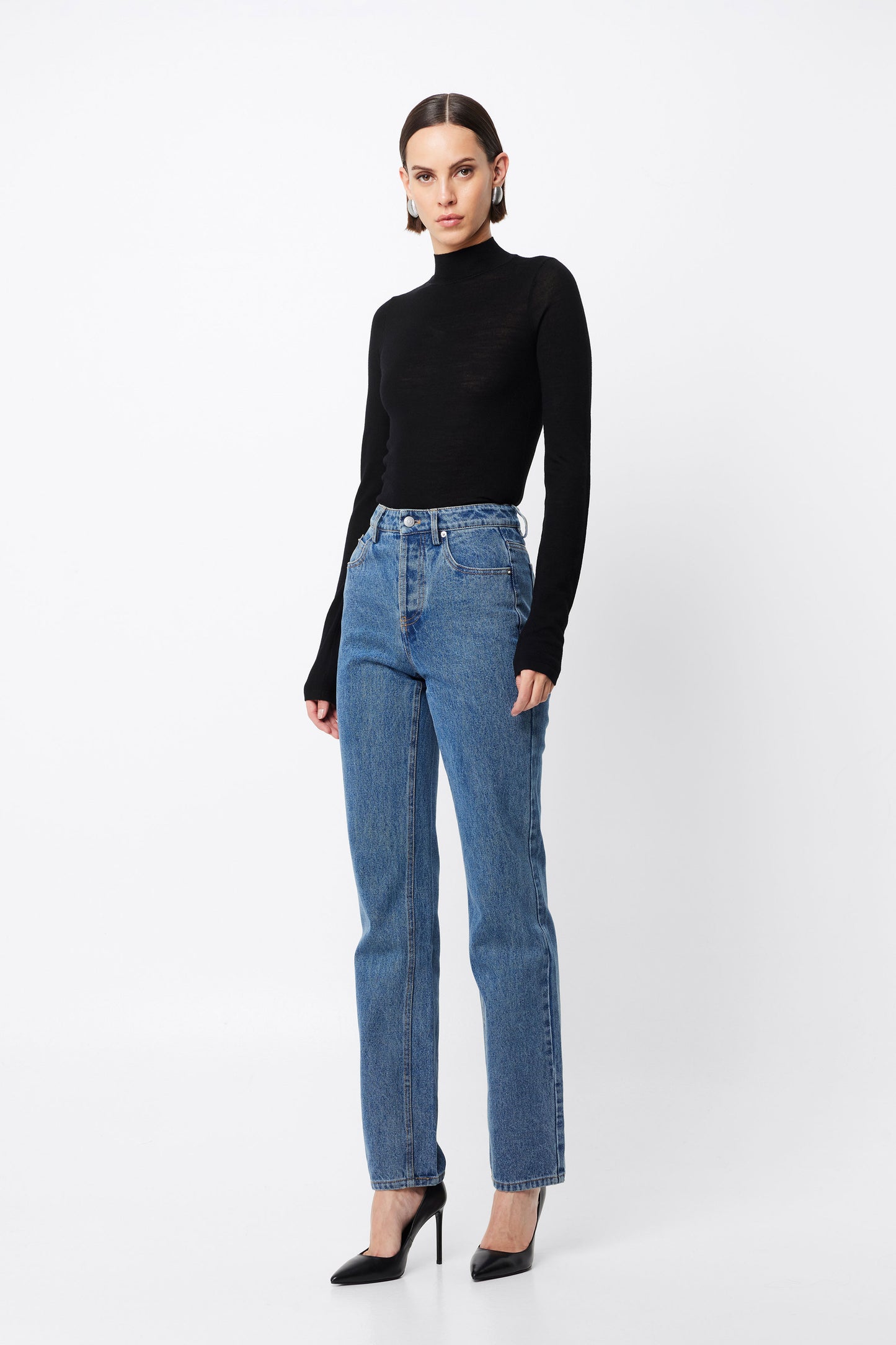 Maine Turtleneck Merino Top | Black