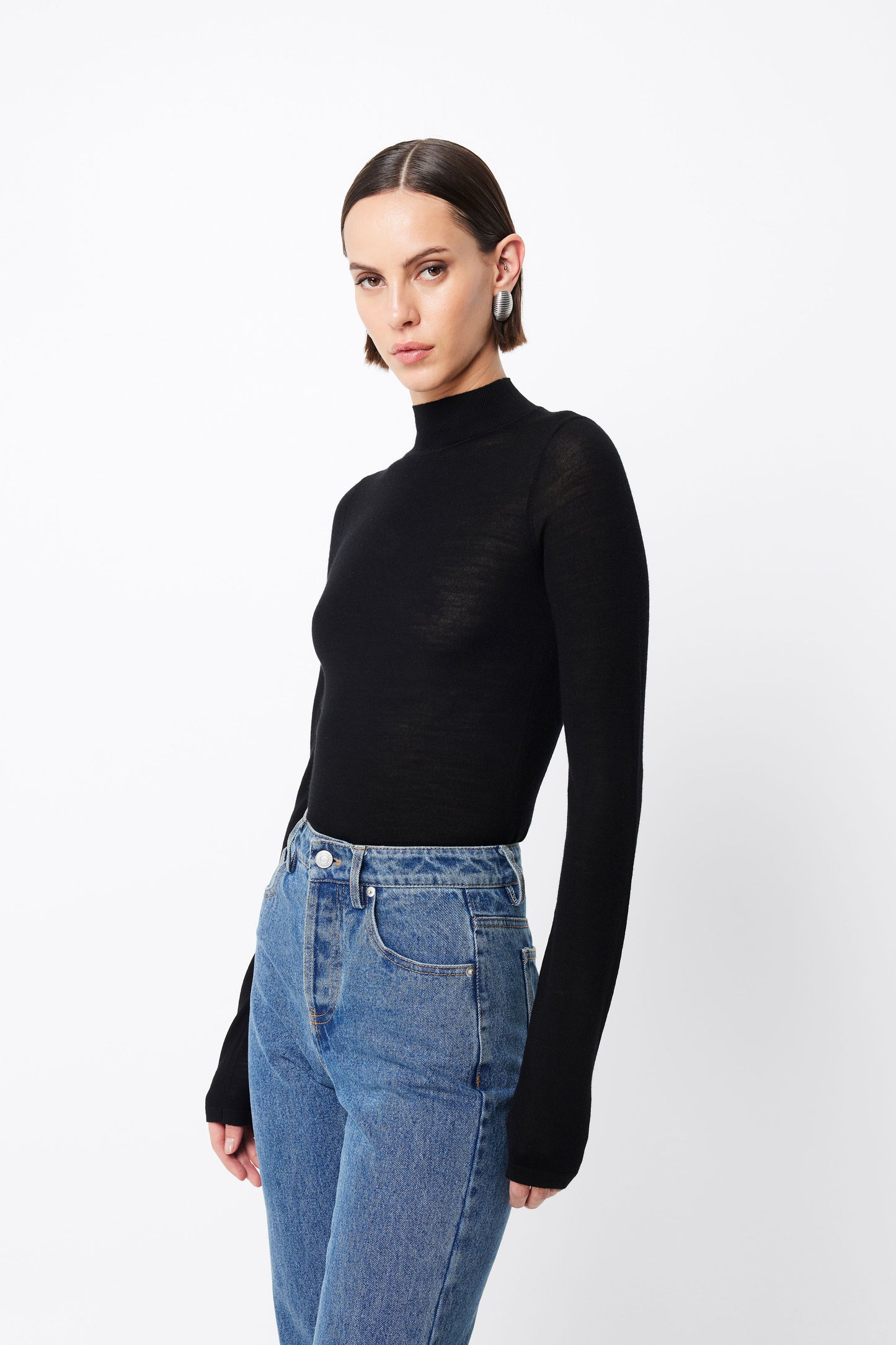 Maine Turtleneck Merino Top | Black