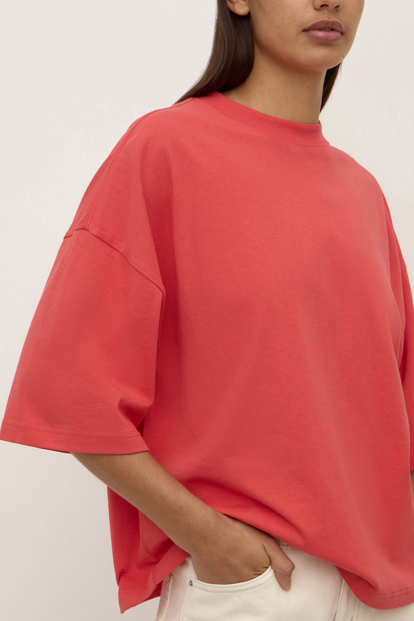 Max Cotton Oversized Tee | Washed Chilli
