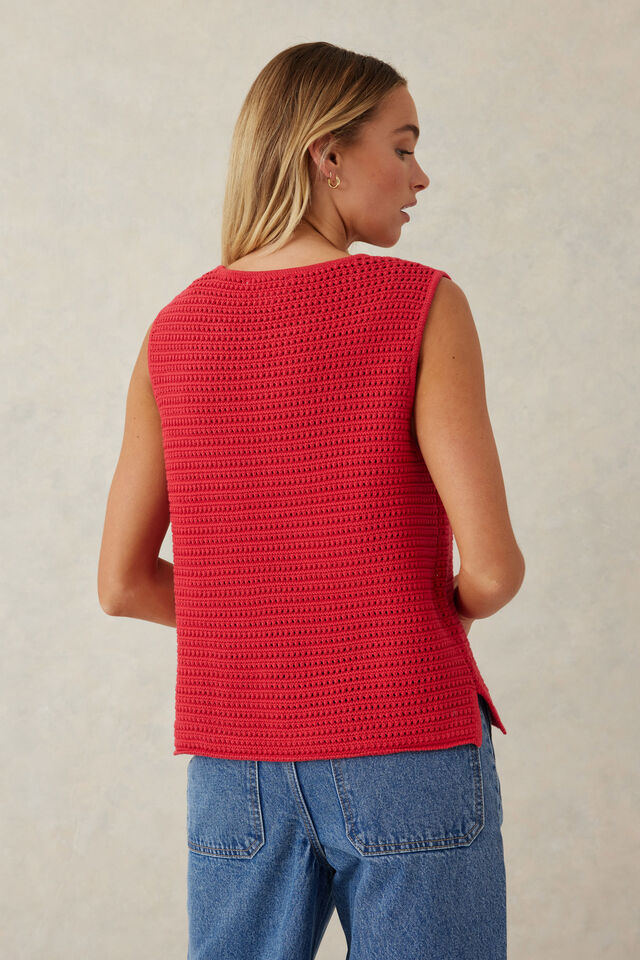 Mesh Knit Tank | Red