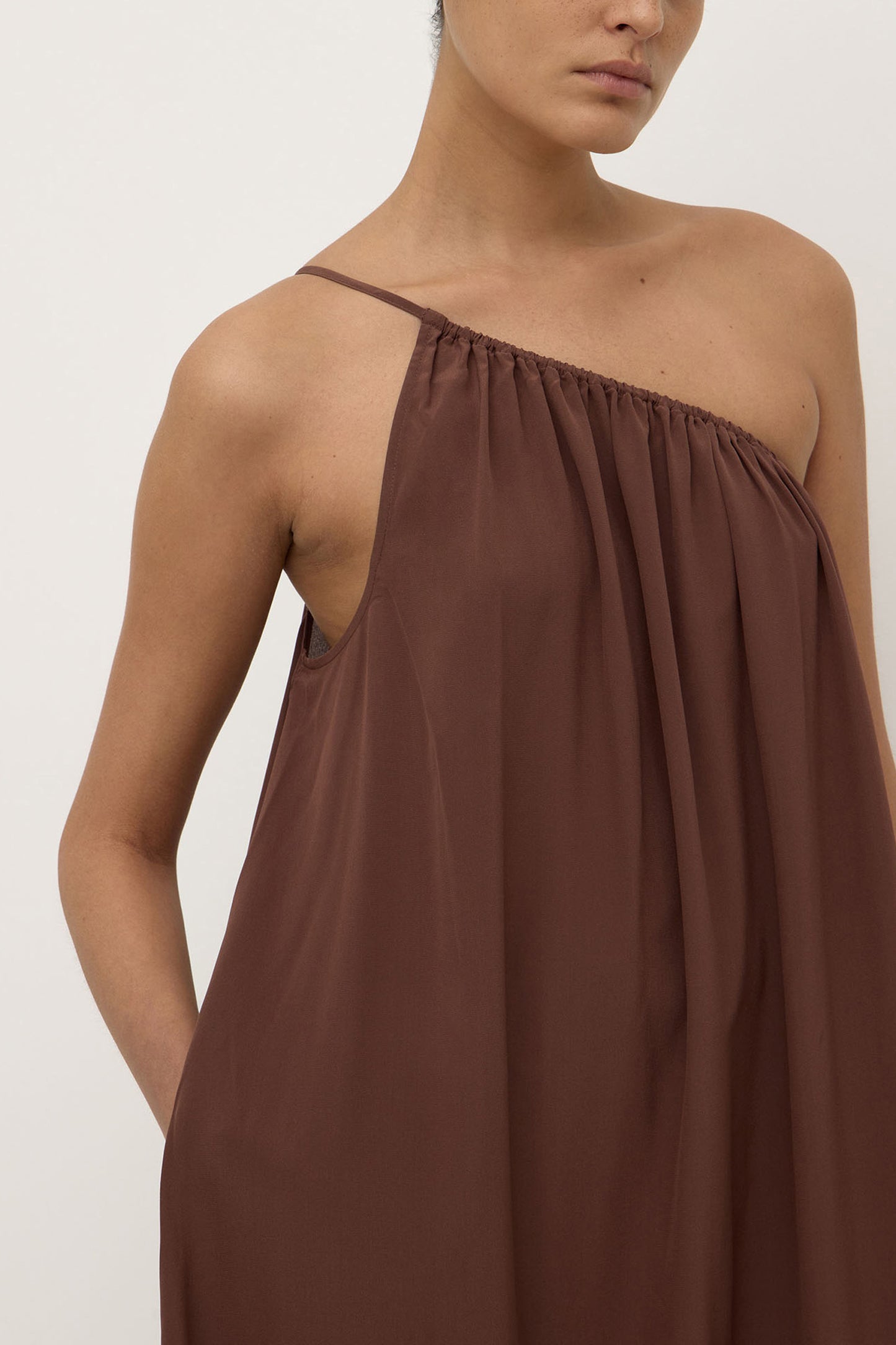 Mila Asymmetrical Maxi Dress | Espresso