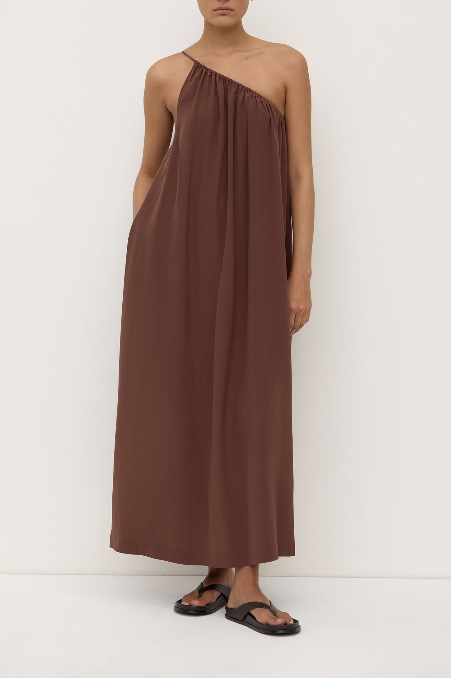 Mila Asymmetrical Maxi Dress | Espresso