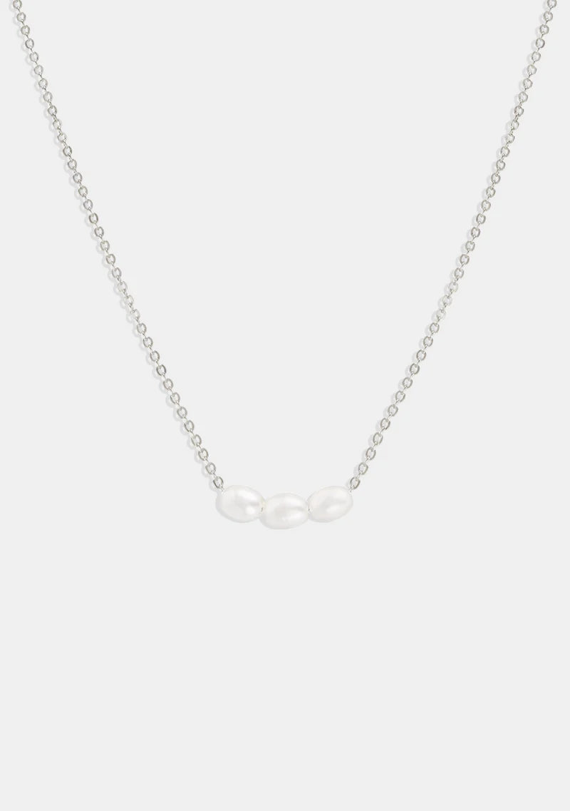 Mini Pearl Necklace| Silver