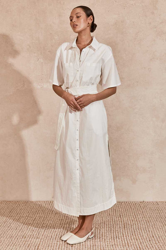 Lisle Midi Shirt Dress | White