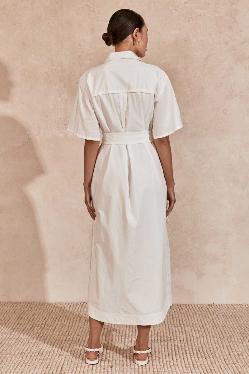 Lisle Midi Shirt Dress | White