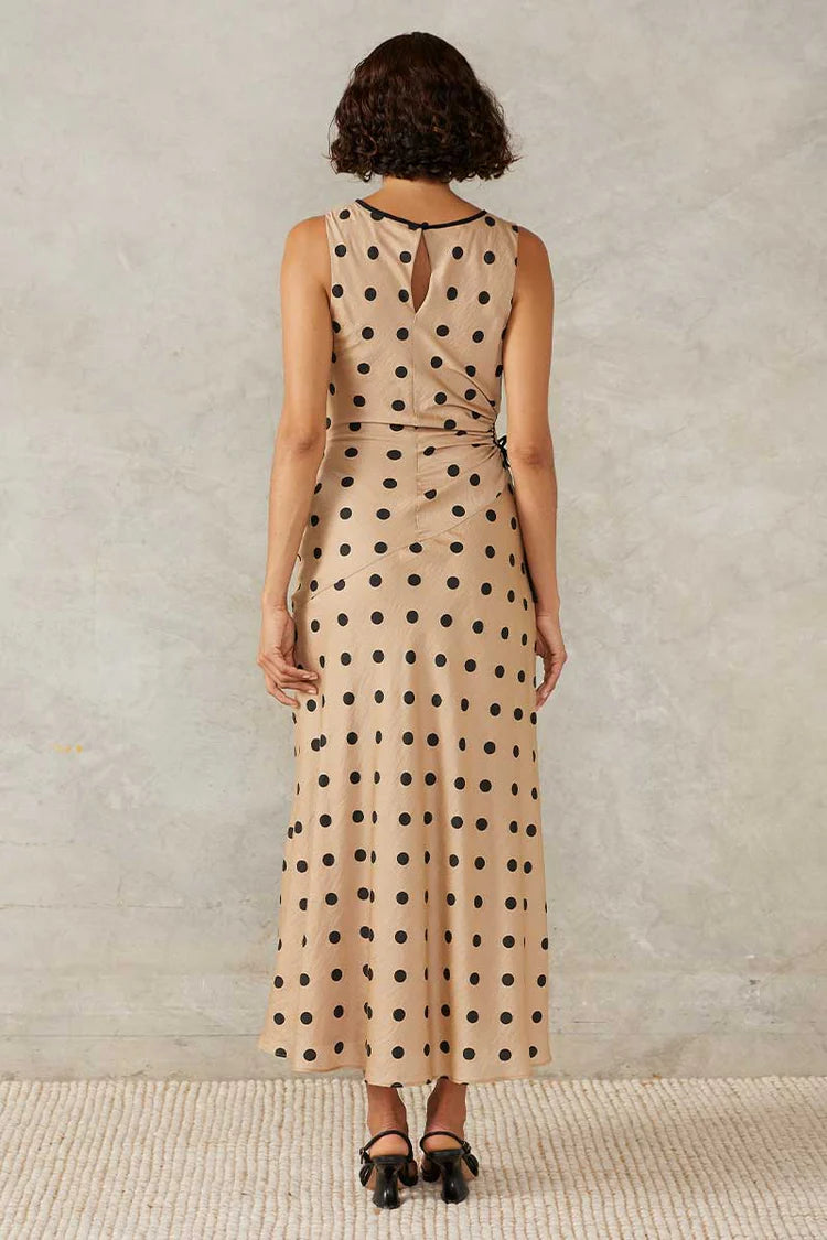 Lucinda Midi Dress | Mocha Polka Dot