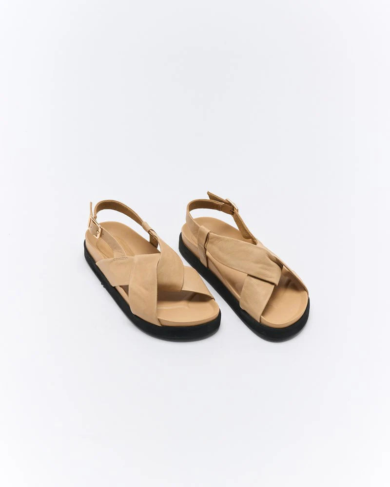 Mya Leather Sandal | Biscuit