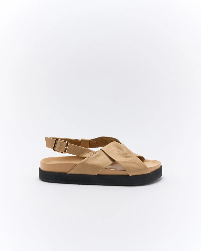 Mya Leather Sandal | Biscuit