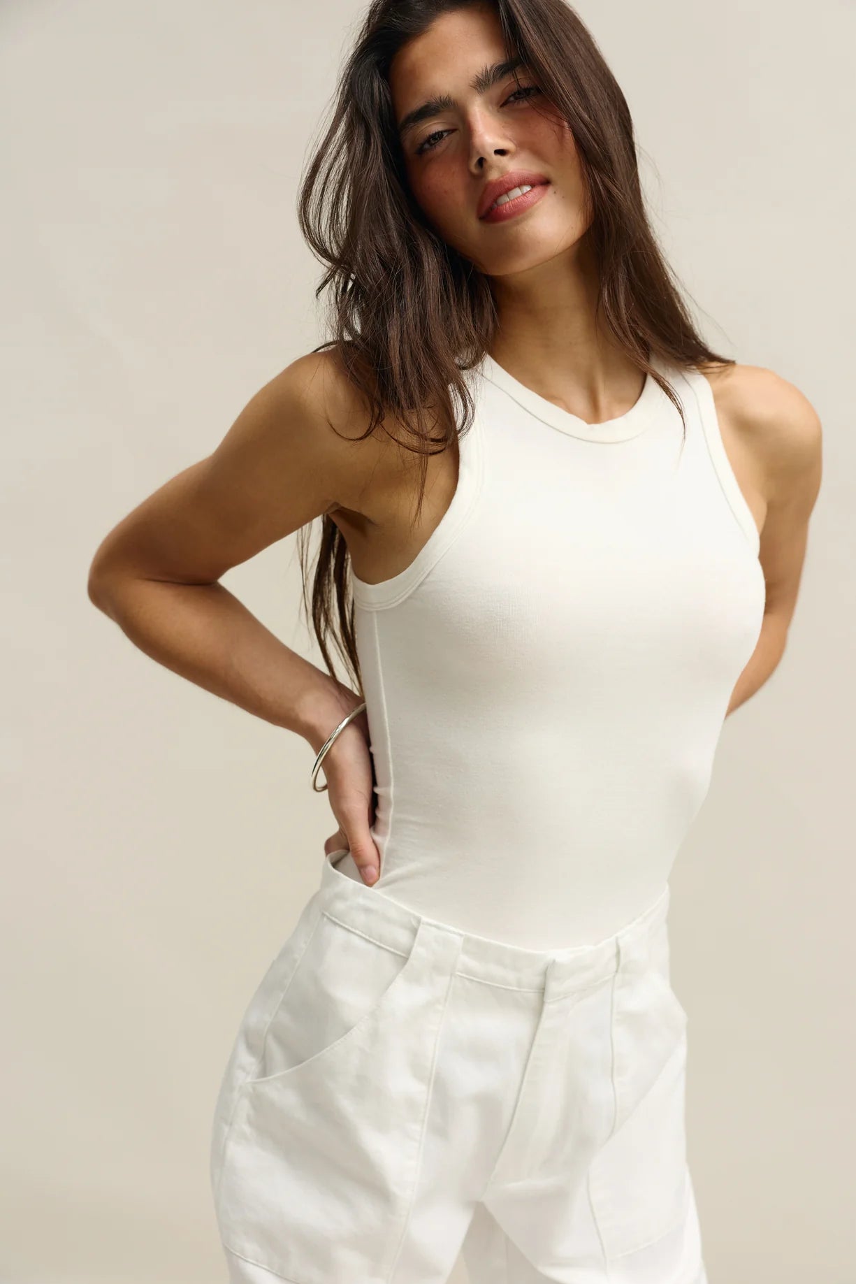 Evie Fitted Racerback Tank | White