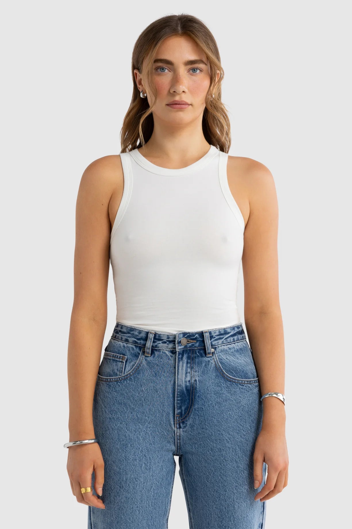 Evie Fitted Racerback Tank | White