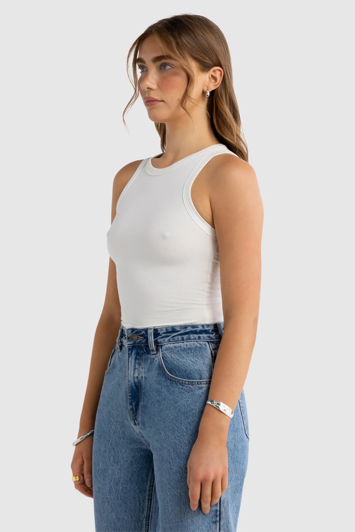Evie Fitted Racerback Tank | White