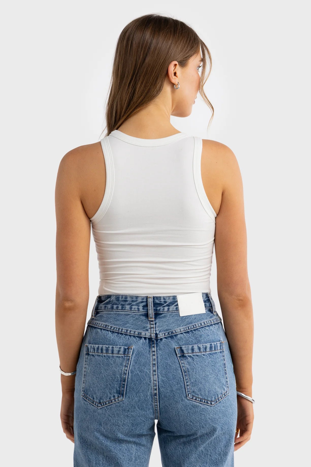 Evie Fitted Racerback Tank | White