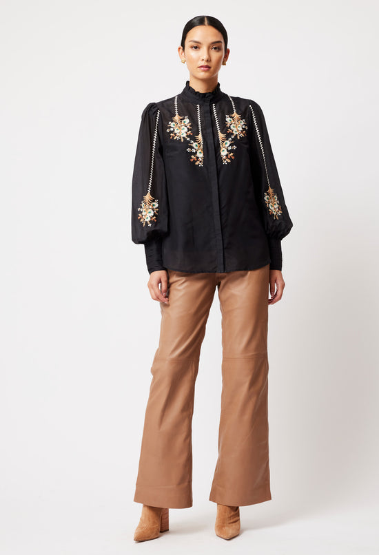 Florence Cotton Silk Shirt | Black