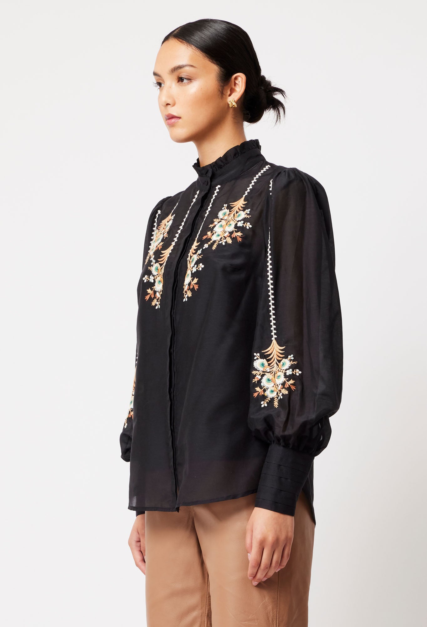 Florence Cotton Silk Shirt | Black