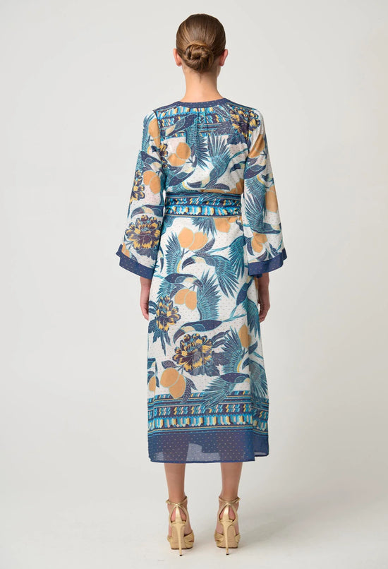 Kimona Cotton Silk Coat Dress | Tukano Print