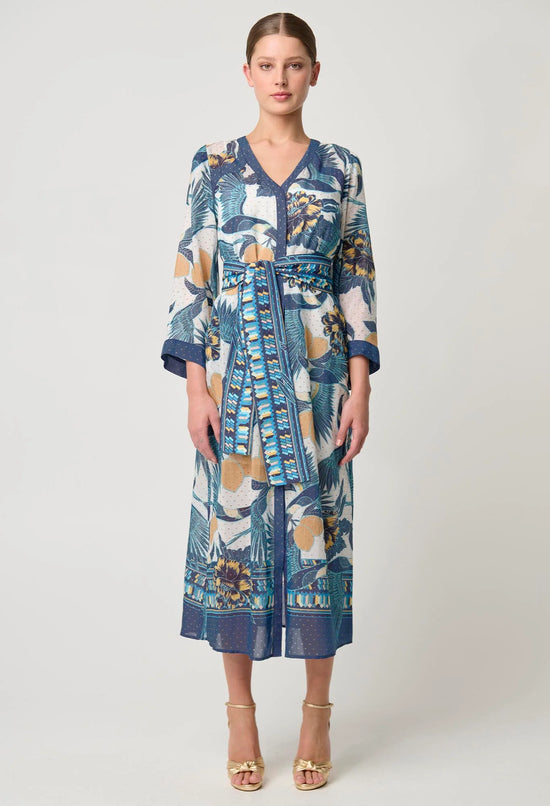 Kimona Cotton Silk Coat Dress | Tukano Print