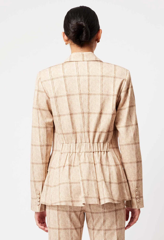 Venus Ponte Elastic Back Blazer | Oatmeal Check