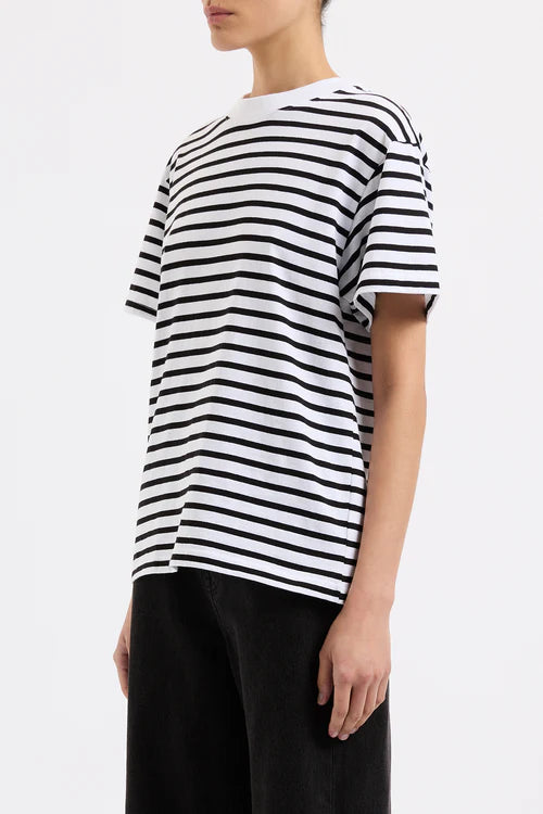 Organic Stripe Boyfriend Tee | Black Stripe