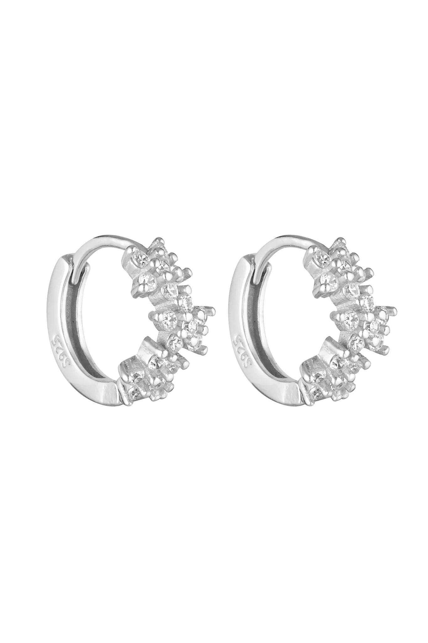 Galaxy Huggies | Sterling Silver/ Clear
