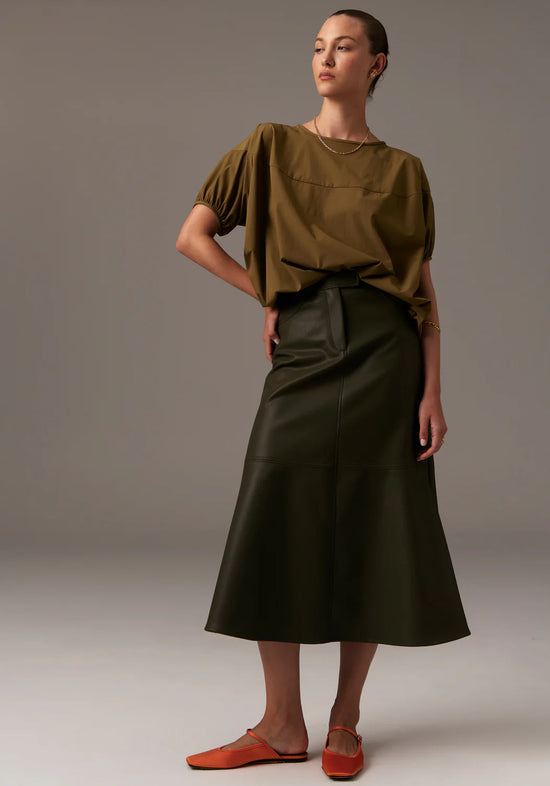 Ollie Faux Leather Skirt | Khaki