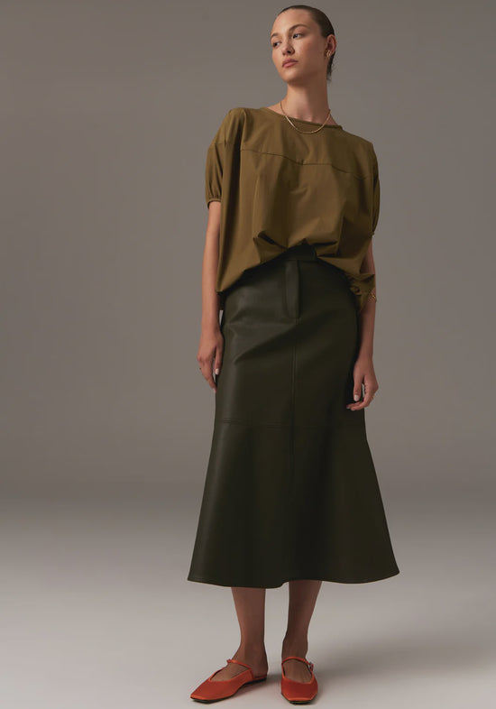 Ollie Faux Leather Skirt | Khaki