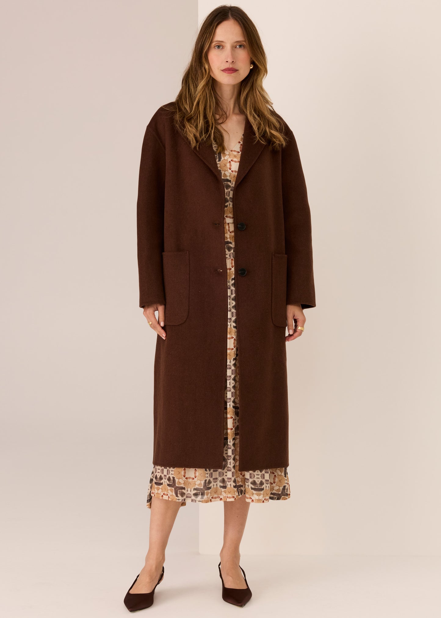 Cohen Long Wool Coat | Walnut