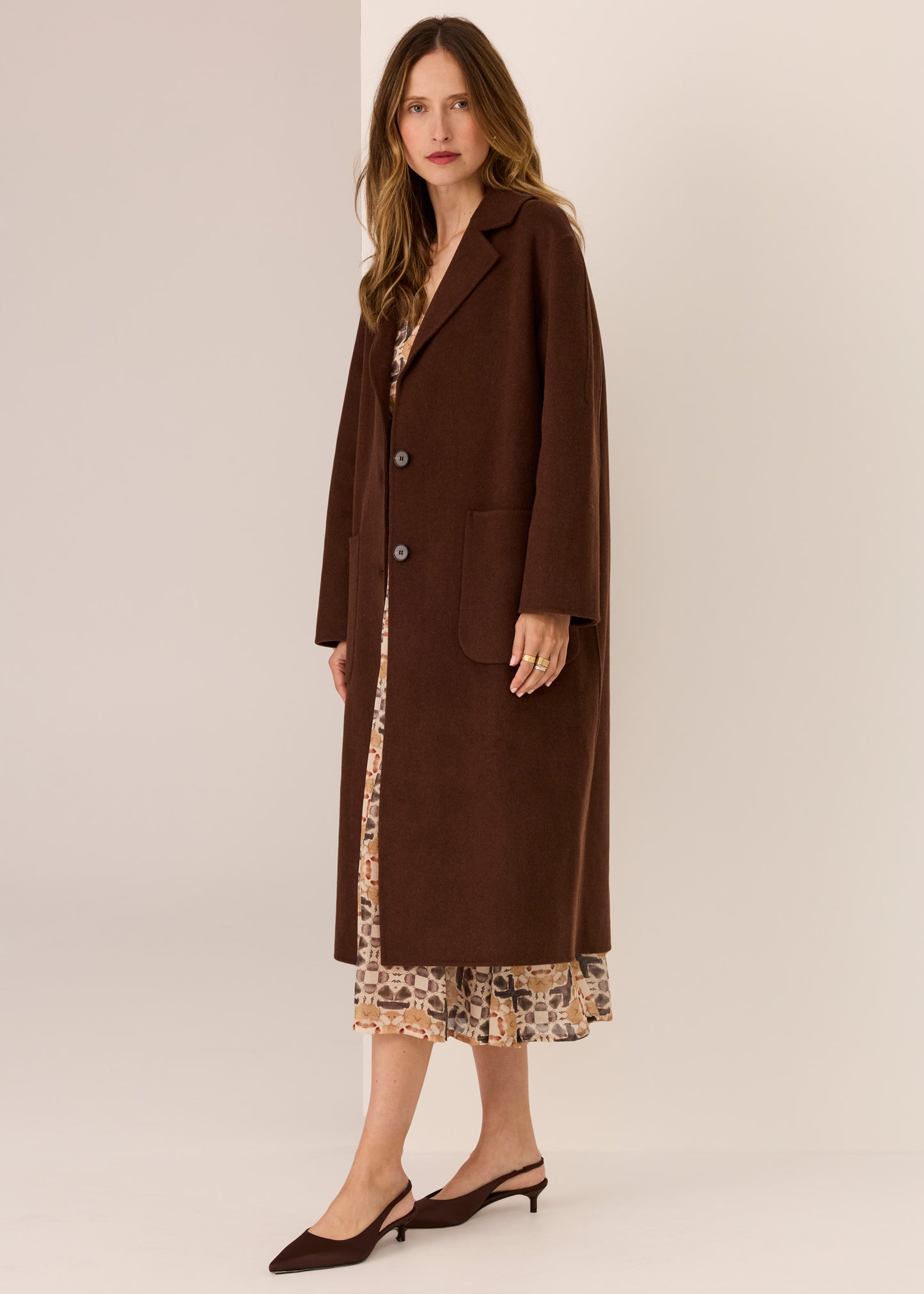 Cohen Long Wool Coat | Walnut
