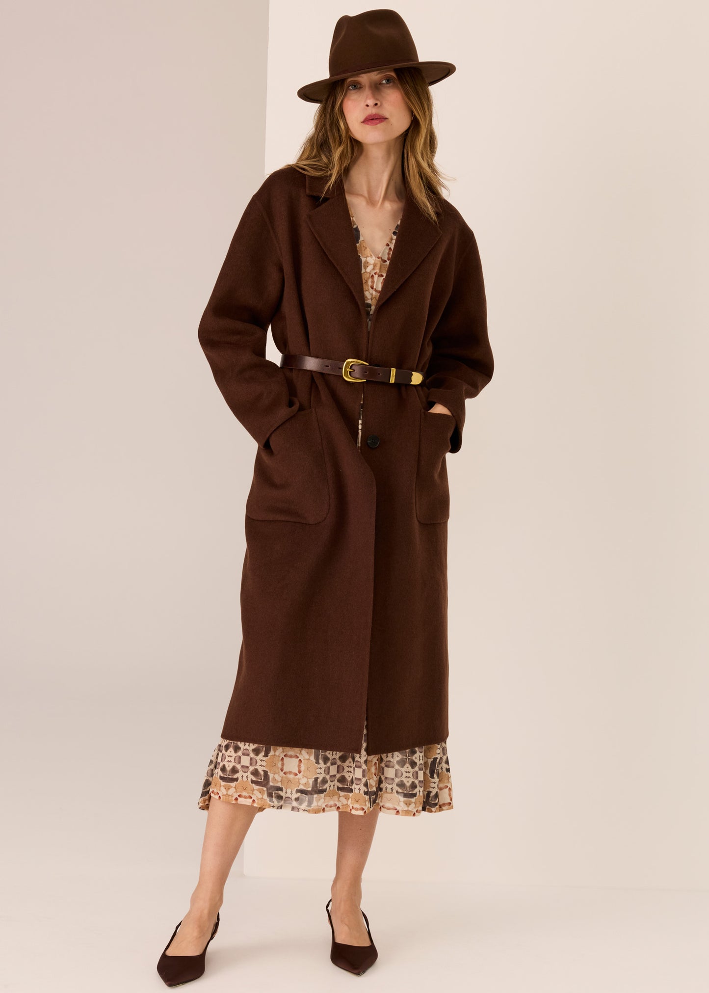 Cohen Long Wool Coat | Walnut