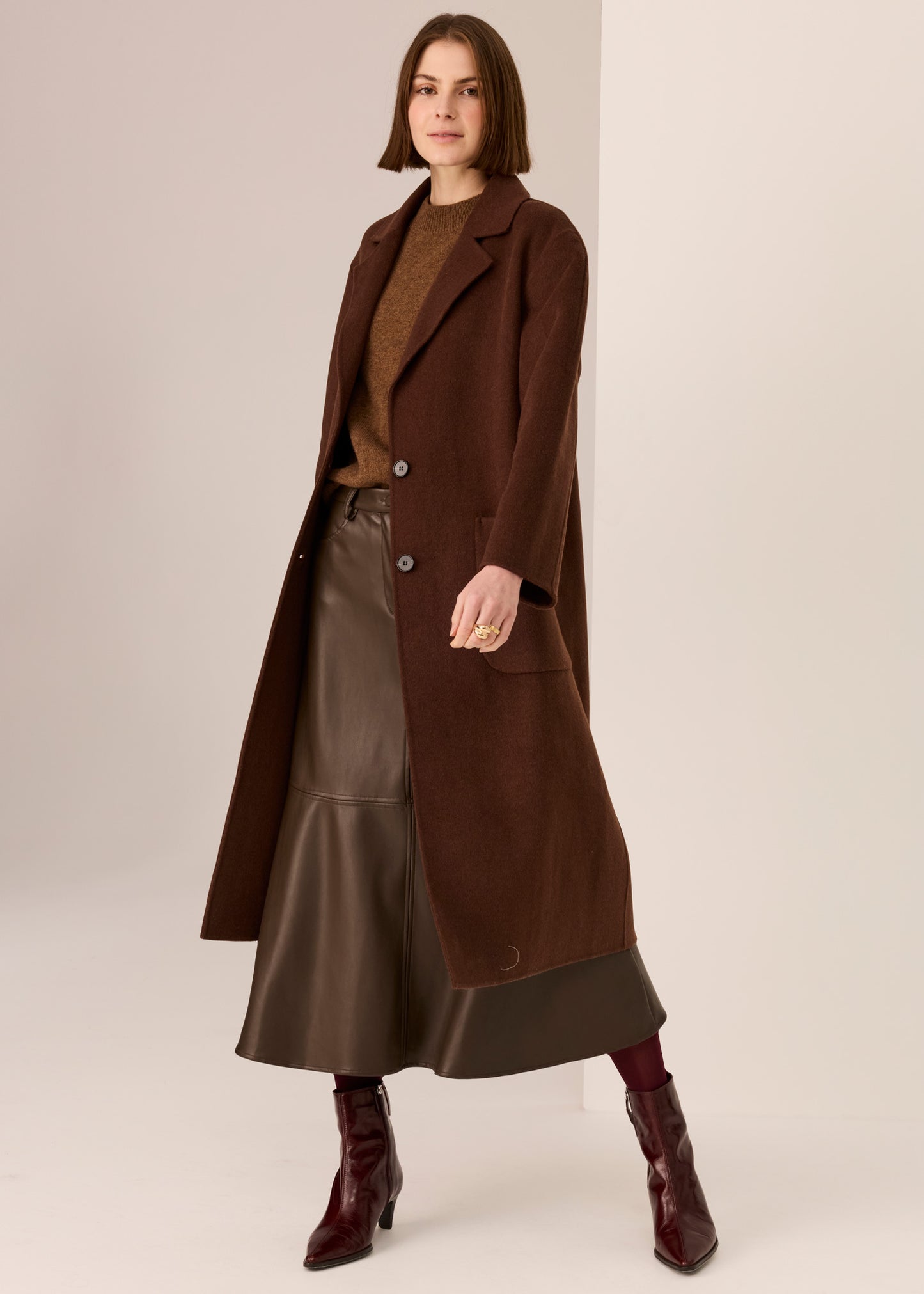 Cohen Long Wool Coat | Walnut