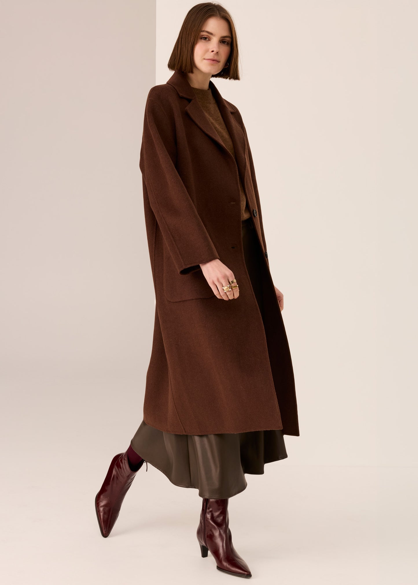 Cohen Long Wool Coat | Walnut